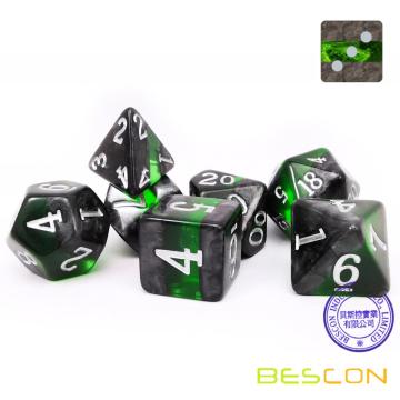 Bescon Mineral Rocks GEM VINES Polyedrische D &amp; D-Würfel 7er-Set, RPG-Rollenspiel-Würfel 7er-Set EMERALD