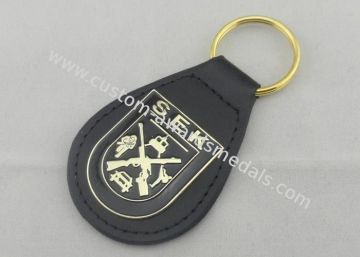 Sek Leather Key Chain Iron Personalized Leather Keychains With Brass Plating