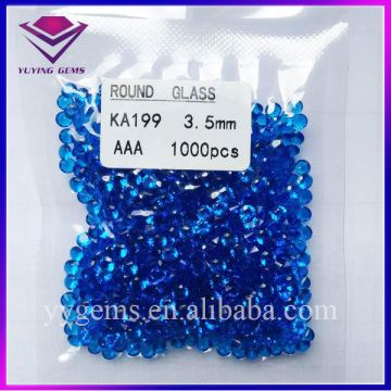 Wuzhou Melee 1000 PCS Vacuum Package Blue Glass Loose Gemstone for Decoration