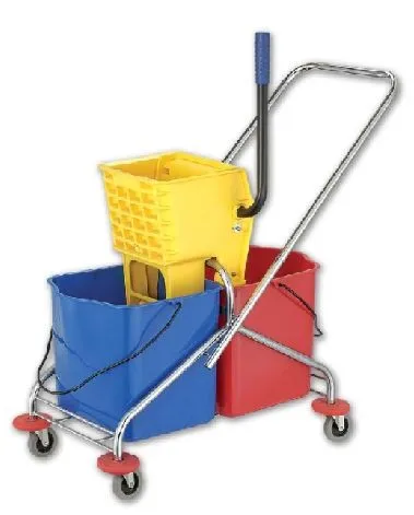 Double mop floor cleaning trolley