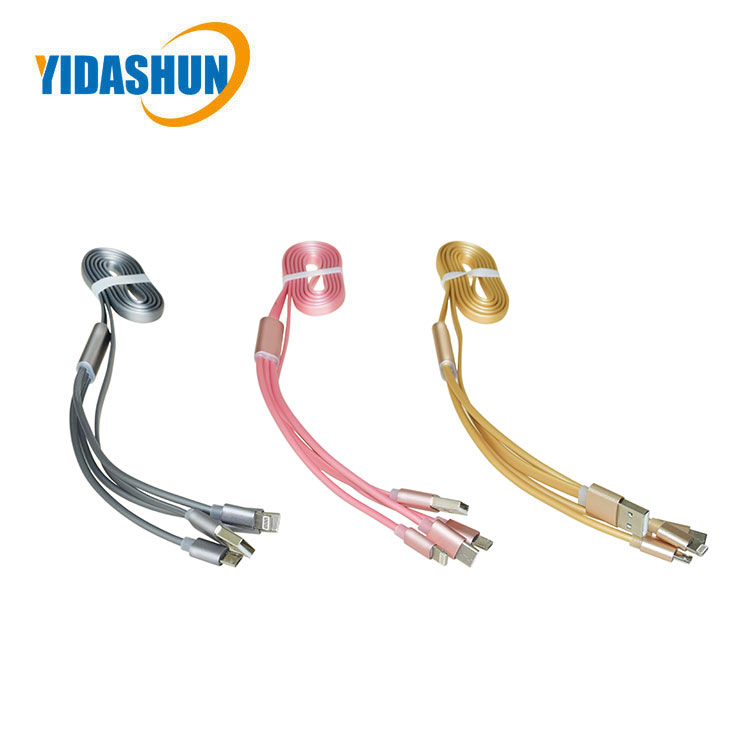 Three port data cable for smart phones