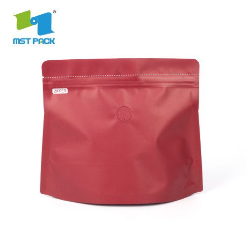 Matt plastic coffee stand up packaging bag with zipper and valve