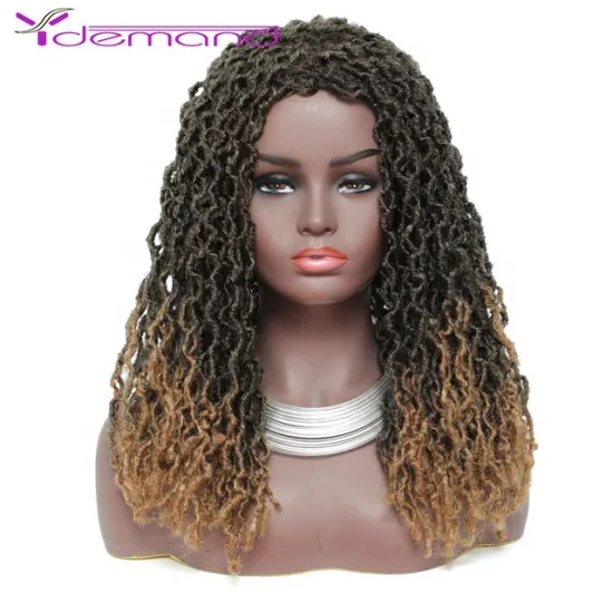 Wholesale Ombre Curly Wavy Braiding Hair Extensions Cheap For Black Women Faux Gypsy Locs Dreadlock Goddess Synthetic Hair Wigs