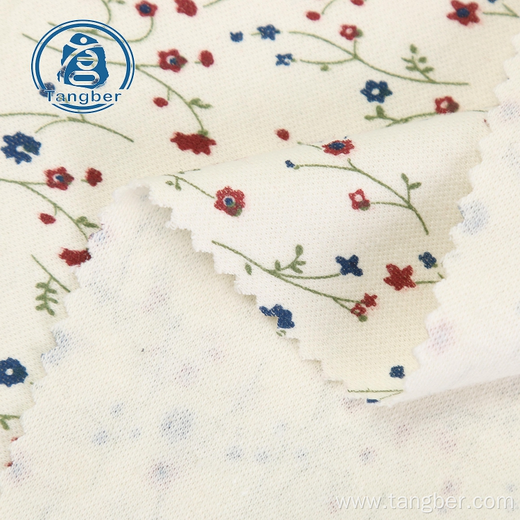 Cotton flower print single jersey knit fabric