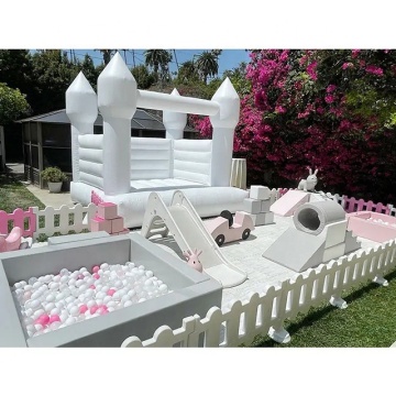 Best Selling Inflatable White Slide with Ocean Ball Pool Wedding Castle for Parties and Events
