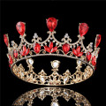 Chapado en oro Royal Red Rhinestones Crystal Crown