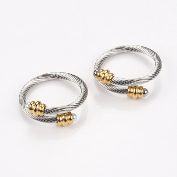 18K Gold Plated Adjustable Stainless Steel Cable Ring Jewelry for Women and Men
