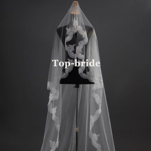 P608 Hot Sale In Stock Elegant Lace Veil Bridal Veil Real Sample
