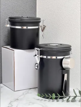 Matt Black Stainless Steel Vacuum Coffee Canister