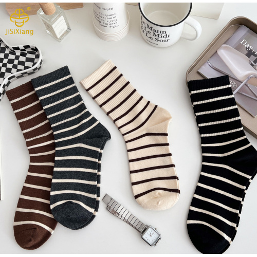 Maillard 줄무늬 커피 컬러 ins 미드 튜브 양말 더미 양말