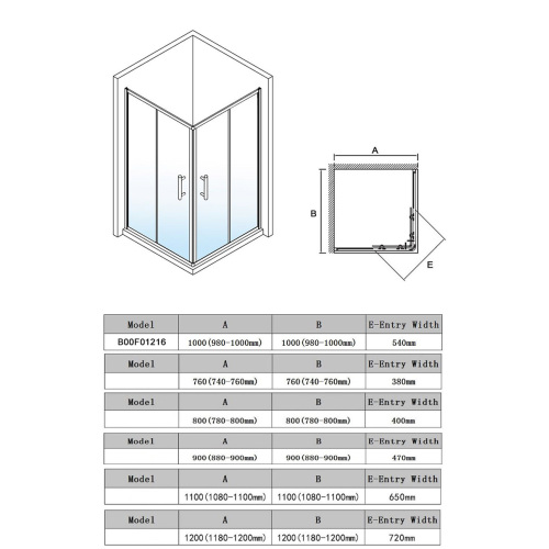 SALLY Conrner Entry 6-8mm Shower Sliding Door Enclosure