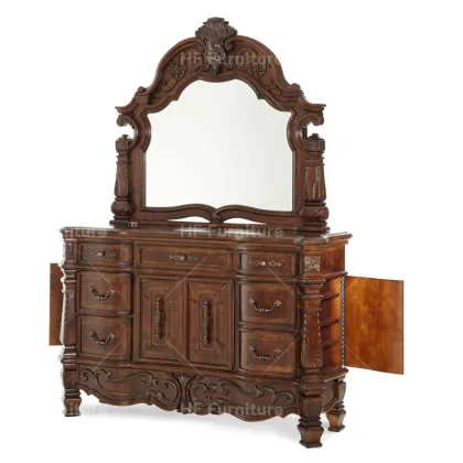 Luxury American Wooden Dressing Table with Mirror