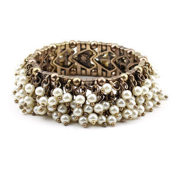 Handmade Bracelet, Made of Pearls and Alloy, Customized Designs are Accepted, Nickel- and Lead-free