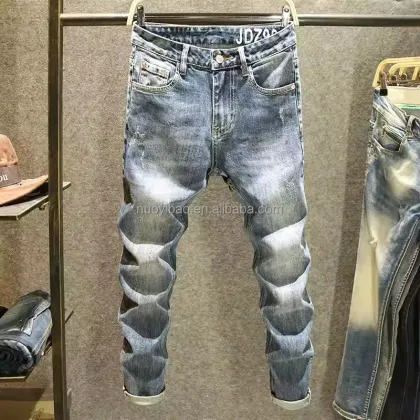 Men's Designer Skinny Ripped Jeans - Slim Fit Denim Trousers