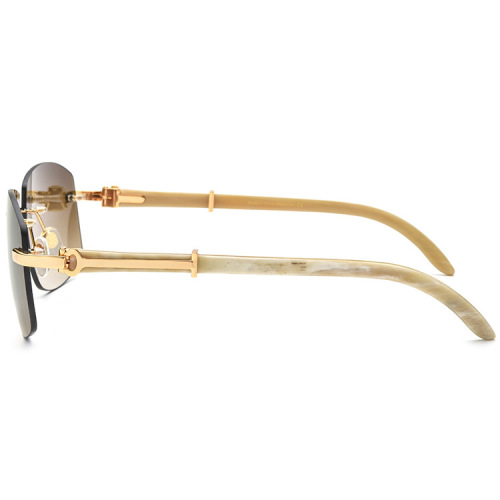 Rimless White Buffalo Horn Sunglasses