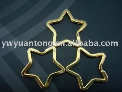 Five Star Shape Gold Color Metal Key Ring