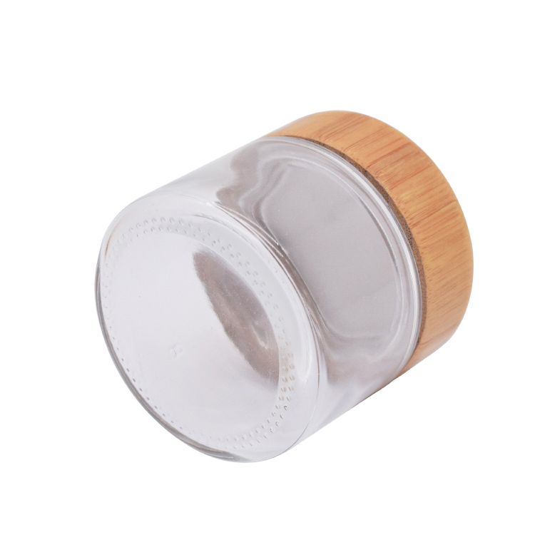 Glass bottle with bamboo lid factory