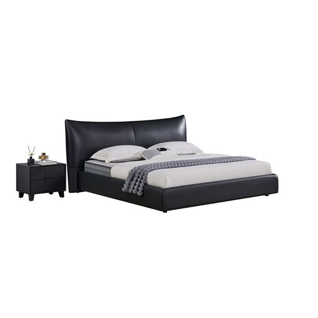 Minimalist Leather Bed - Front View