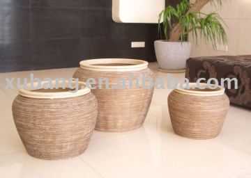 sandstone fashion ribbed finish flower pots wholesale Big Flower Vase