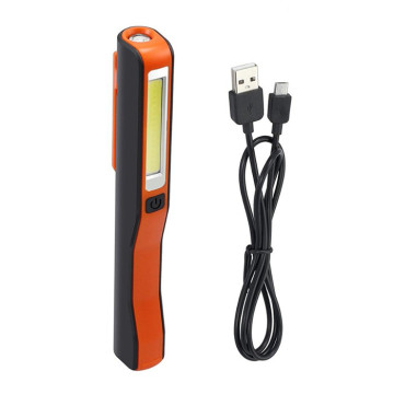 ไฟฉาย LED แบบพกพาแบบพกพาแบบชาร์จไฟได้ USB พร้อมโคมไฟตรวจสอบแม่เหล็กคลิปและปากกา