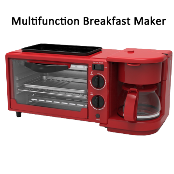 3-in-1 Breakfast Maker: Multifunction Machine with Coffee Maker, Toast Oven, and Frying Pan