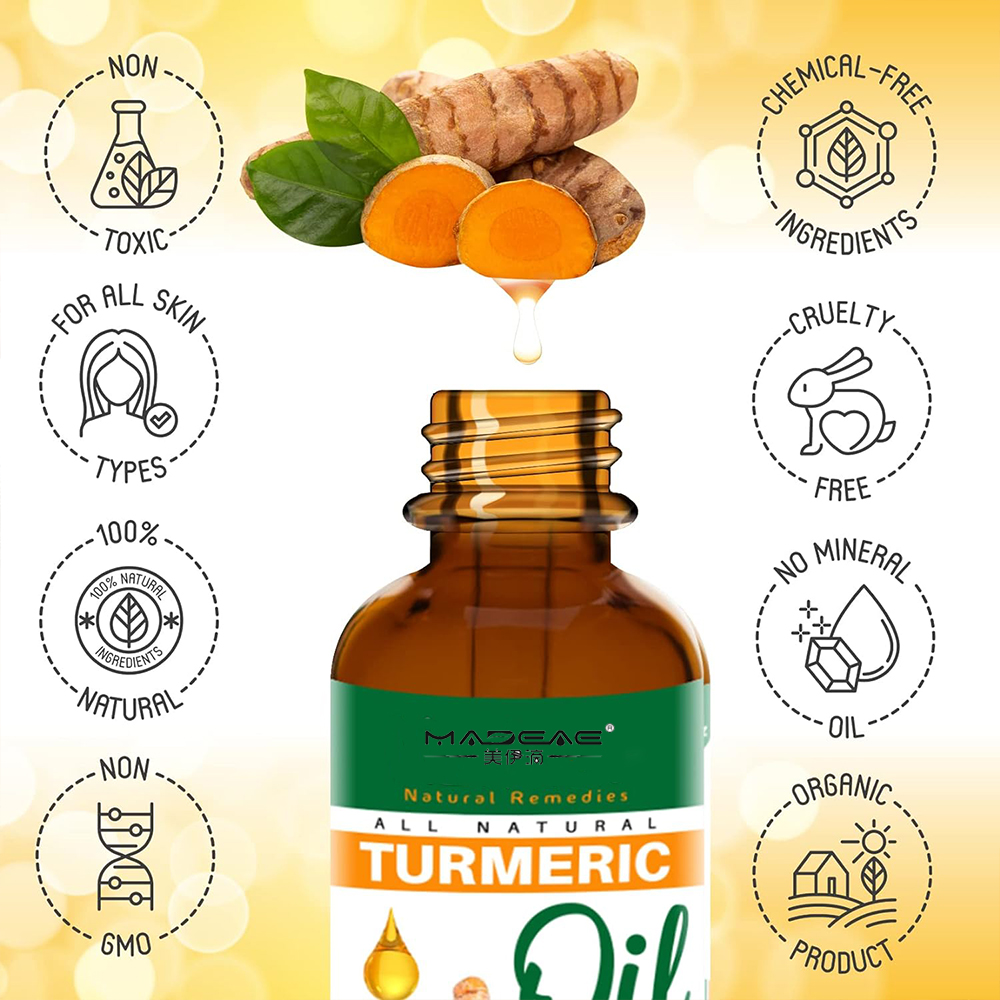 Private Label Lightening Skin Care Moisturizer Oil Body Massage Turmeric Whitening Oil For Black Skin