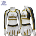 Benotzerdefinéiert Gold All Star cheerleading Uniformen