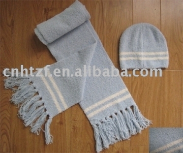 100% polyester porcupine yarn knitted hat and scarf (fancy yarn/special yarn)