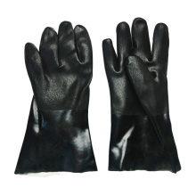 Guantes de trabajo de acabado arenoso de PVC negro