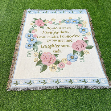 Custom Design Flower Geometric Minimalist Wind Cotton Woven Blankets Jacquard Tapestry