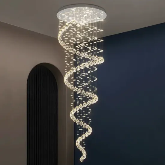 LT-91008 Zhongshan Factory Mini Spiral Raindrop Crystal Chandelier for Staircase