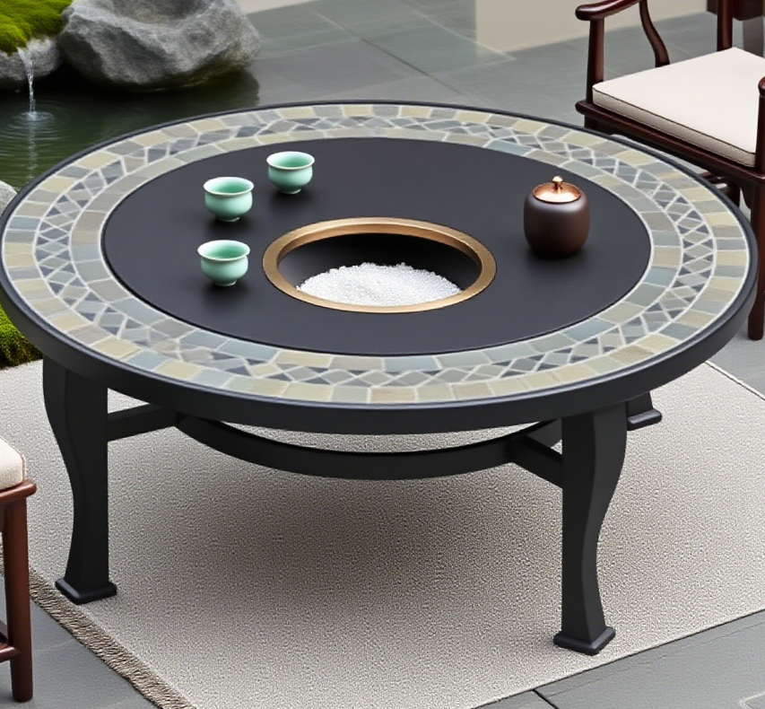Round slate fire pit