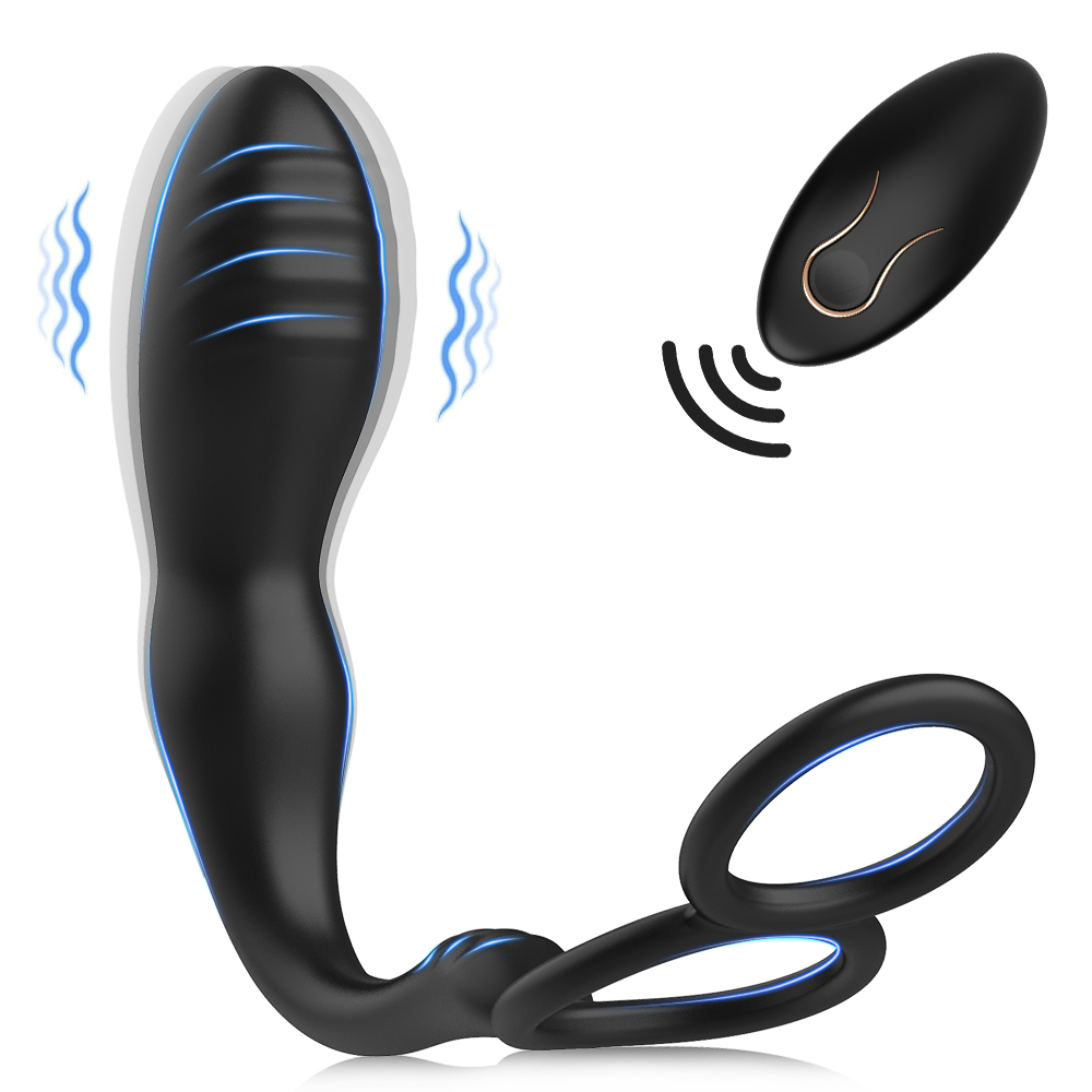Remote-Controlled Prostate Massager With Double Lock Ring Design