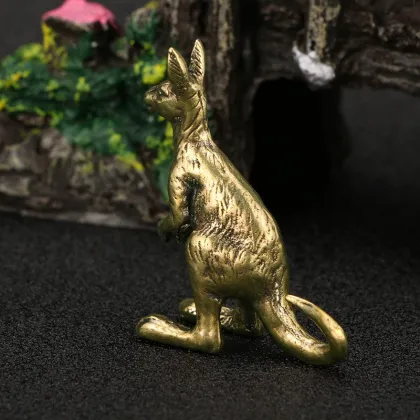 Pure Brass Small Retro Kangaroo Figure Decoration