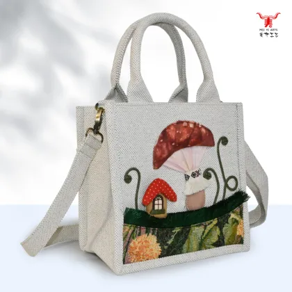 Mei Yi Arts Mushroom House Handheld Crossbody Tote Bag