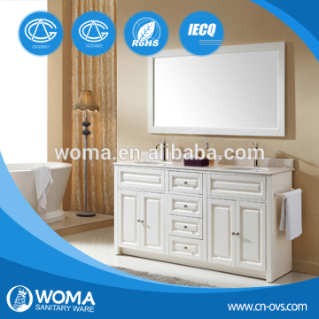 Hot sale Amercian style white color wood bathroom cabinet with double sinks 3007N