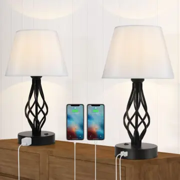 Bedside Desk Lamp with Dual USB Ports AC-Outlet