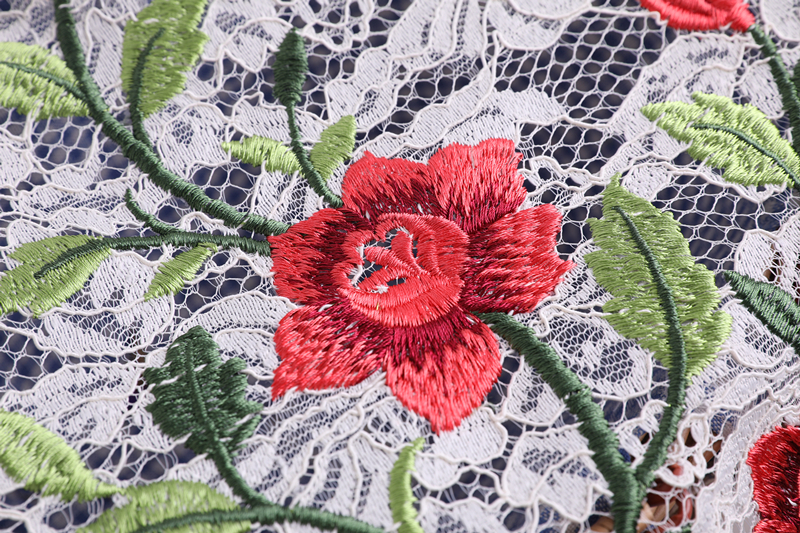 Rose Embroidery On Lace Mesh