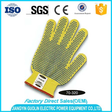 10g cotton gloves with yellow pvc dotted work gloves