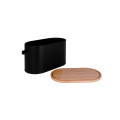 Oval bamboo lid bread box with handles