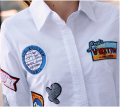 Vrouwen lange witte borduurwerk shirt