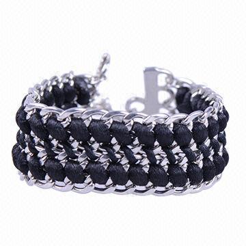 Glam Girl's/Woven's Chain Bracelet, Black and Rhodium, Stockist are Welcome