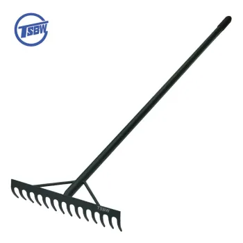 14T Garden Landscape Farming Lawn Digging Leaf Hook Hand Rake with Steel Long Handle