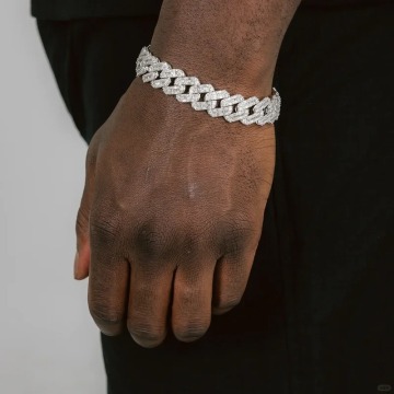 Customizable 20mm 2 Row Rectangular LAB Diamond Ice Miami Cuban Chain Bracelet and Shiny 18K Gold Hip Hop Jewelry Necklace