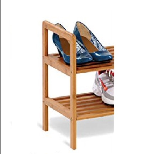 2-tier no folding bamboo bench shoe organizer shelves