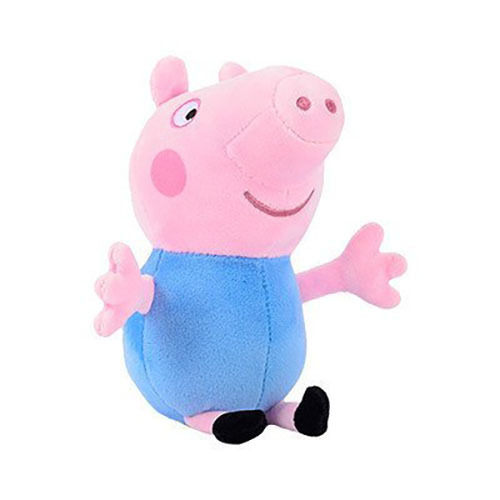 Peppa Pig animation surrounding children's plush toys