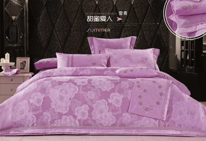 Purple Silk Jacquard Bedding sets, Cotton Jacquard duvet cover set 140 x 200