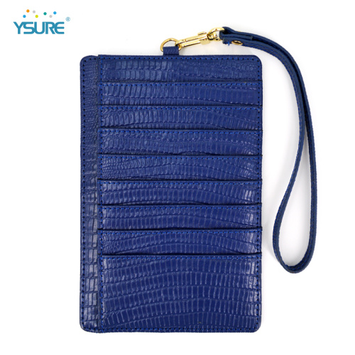 Wallet Men Cardholder Slim Embossed Neck Strap Leather Credit Card Holder Supplier