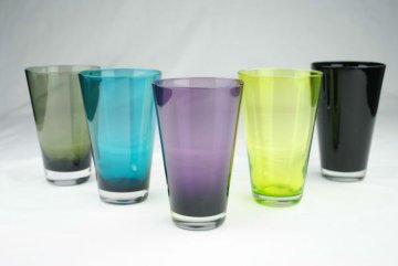 handmade painted color hiball glass
