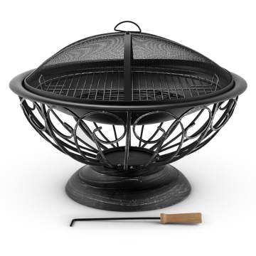 2 In 1 Garden Brazier Barbecue Function Sparkguard Antique Design Wood Burning Burnished Steel Fire Pit